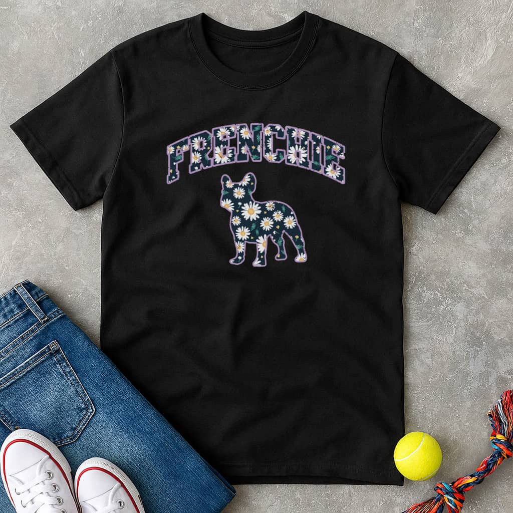 purple floral frenchie T-Shirt - T-Shirt - Heartfur