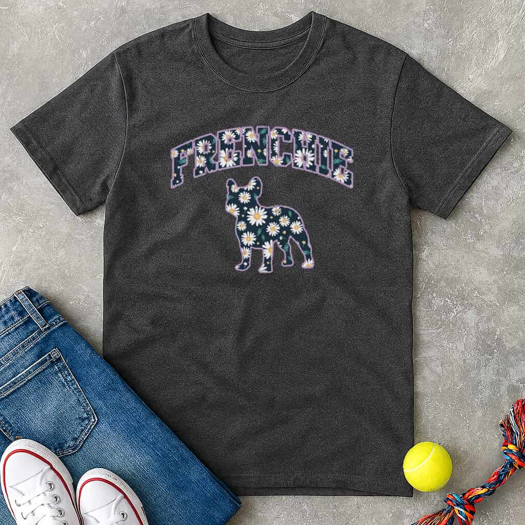 purple floral frenchie T-Shirt - T-Shirt - Heartfur