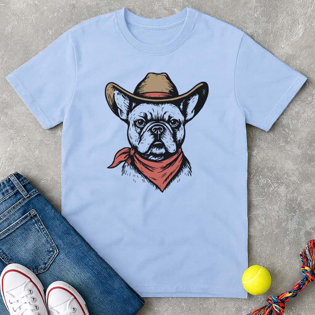 Retro Cowboy Frenchie T-Shirt - T-Shirt - Heartfur