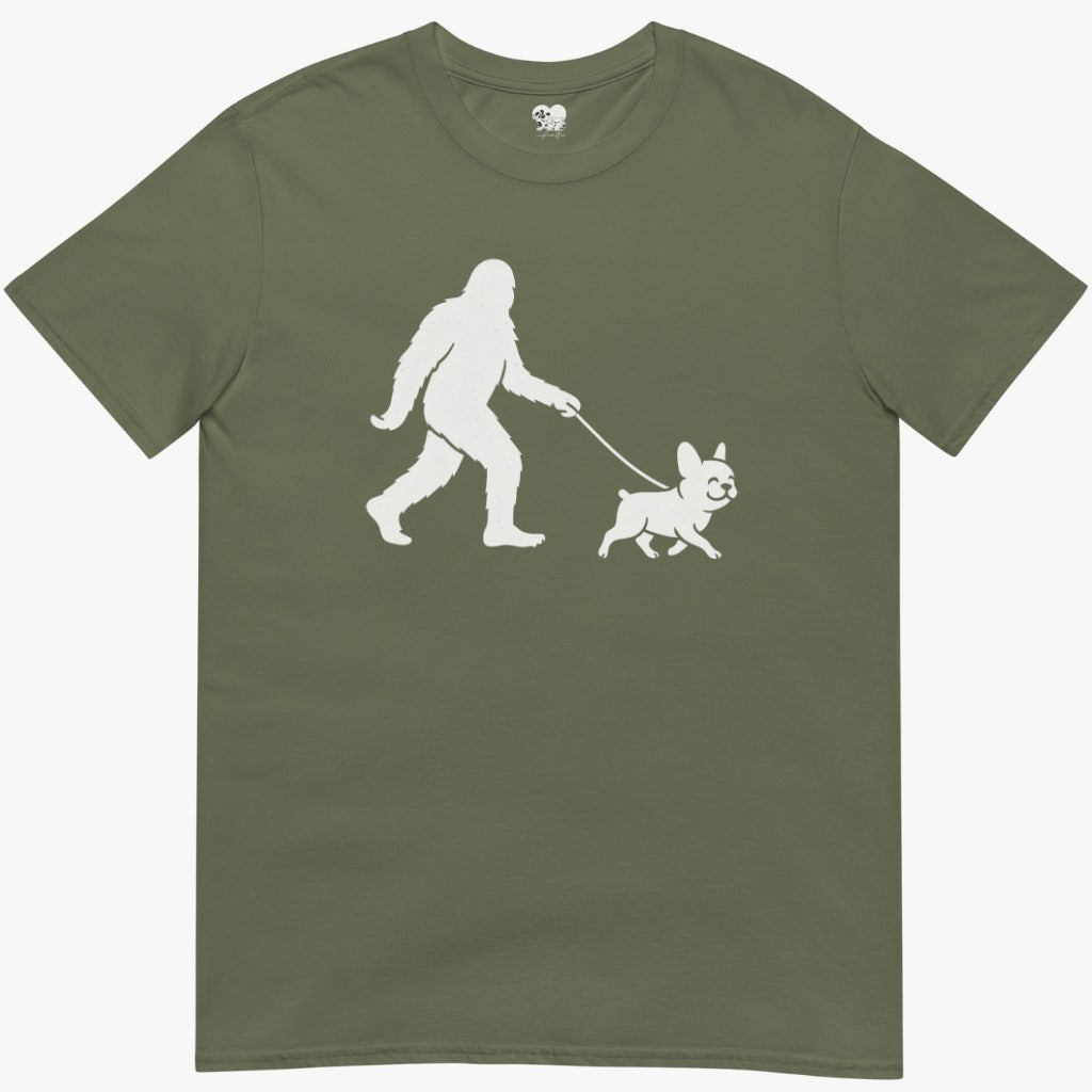 Bigfoot Walking frenchie T-Shirt