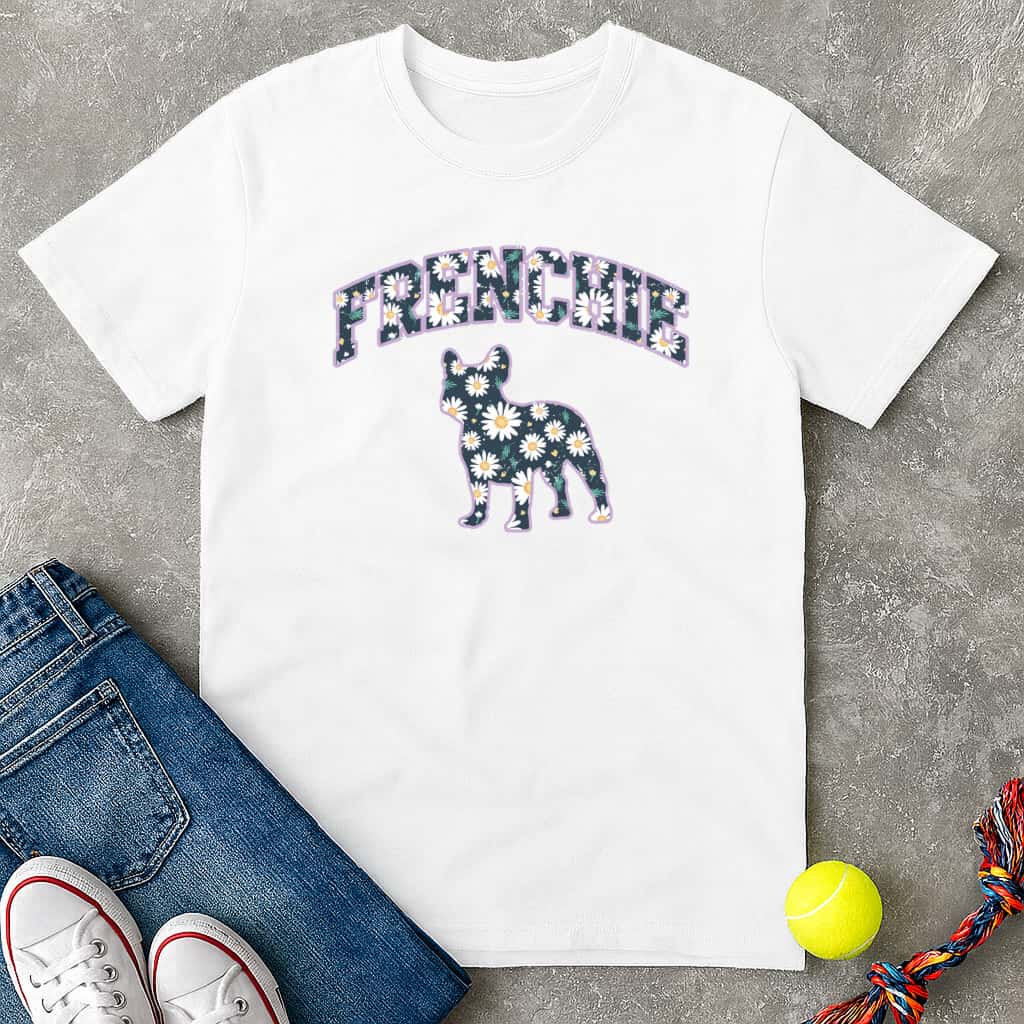 purple floral frenchie T-Shirt - T-Shirt - Heartfur