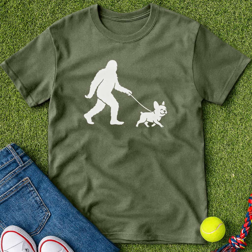 Bigfoot Walking frenchie T-Shirt Military Green / S Heartfur