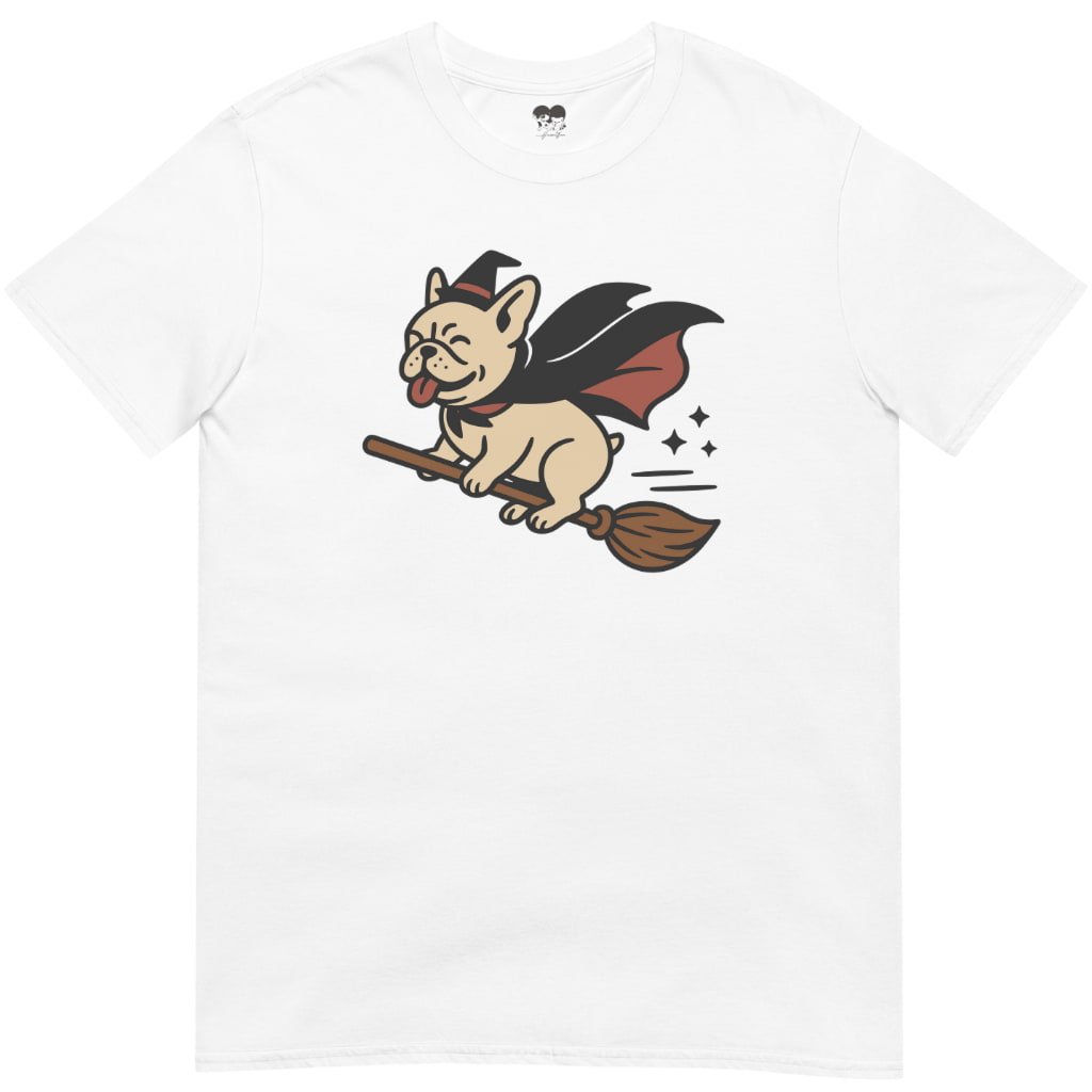 Frenchie riding broom T-Shirt - T-Shirt - Heartfur