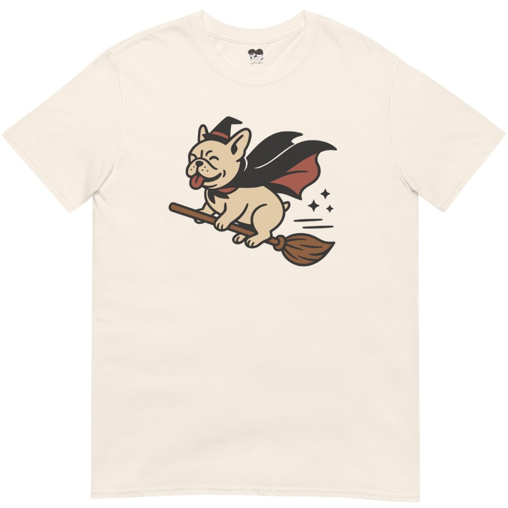 Frenchie riding broom T-Shirt - T-Shirt - Heartfur
