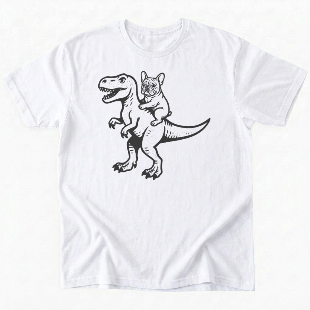 Frenchie riding dino T-Shirt