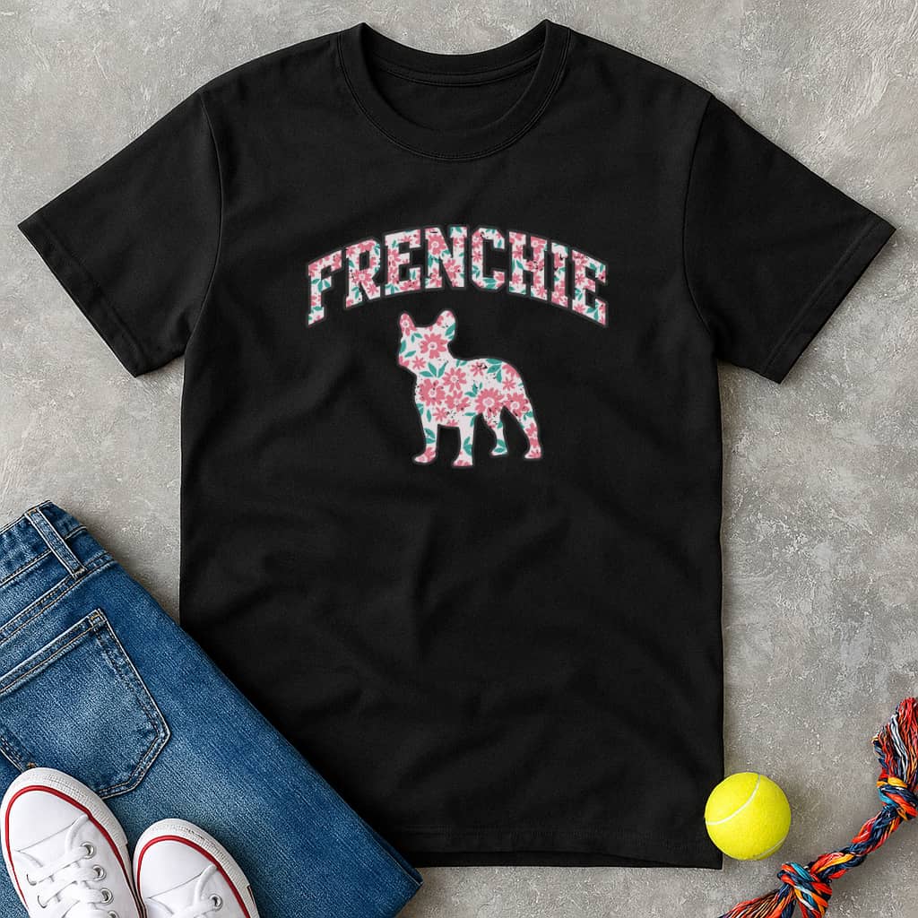 Light floral frenchie T-Shirt - T-Shirt - Heartfur