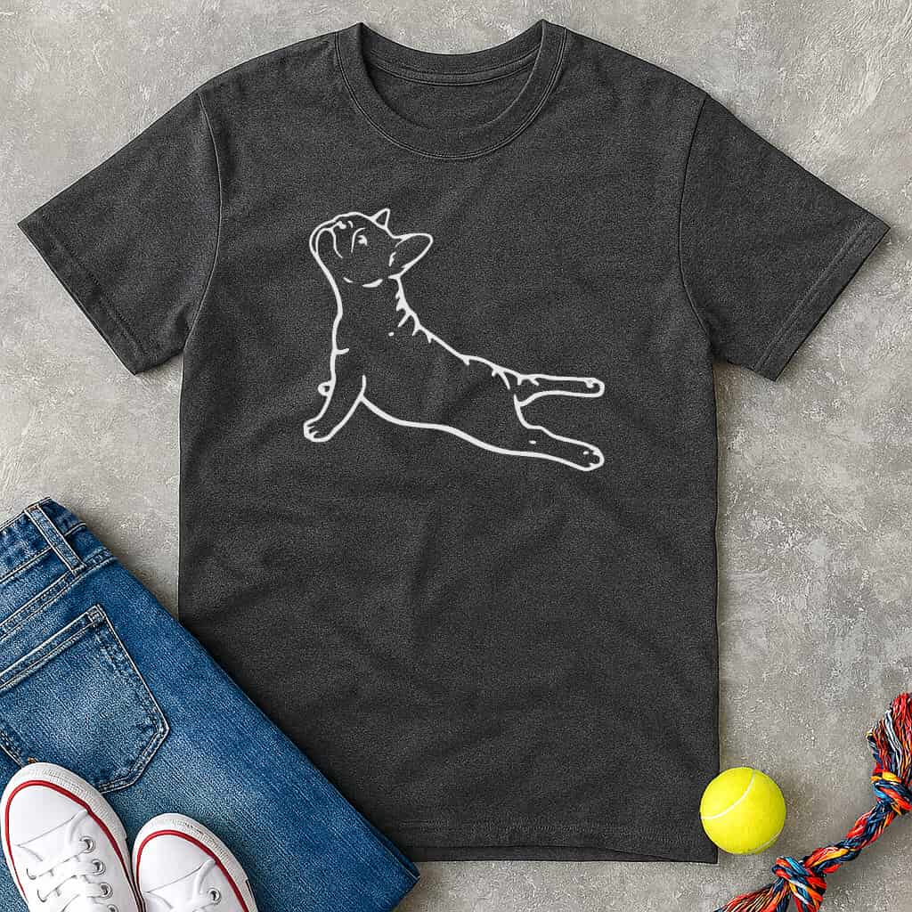 frenchie yoga T-Shirt - T-Shirt - Heartfur