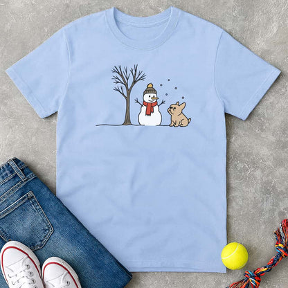 Snowman and Frenchie T-Shirt - T-Shirt - Heartfur