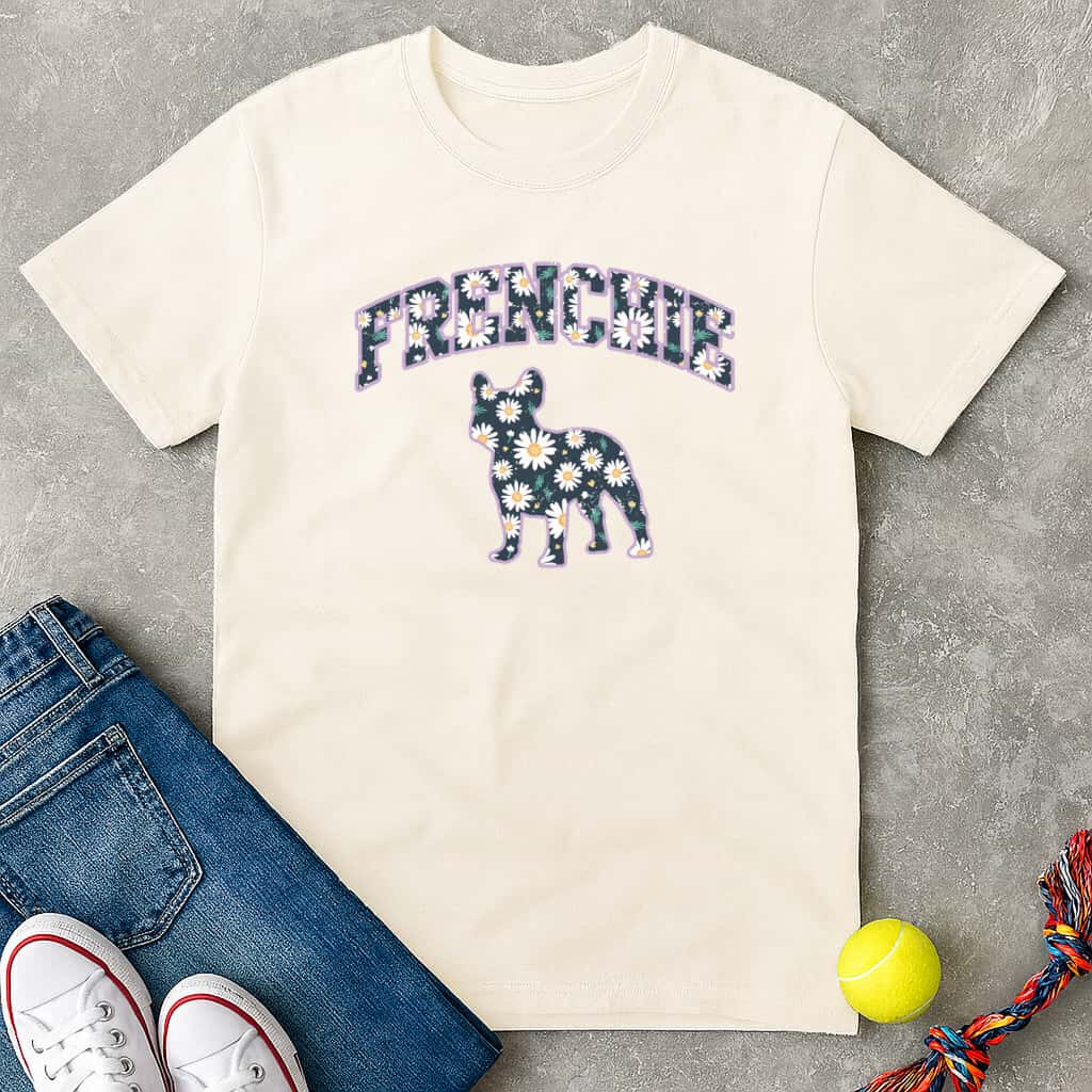 purple floral frenchie T-Shirt - T-Shirt - Heartfur