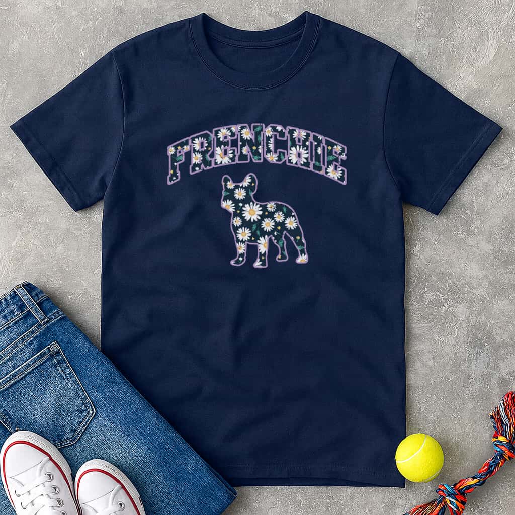 purple floral frenchie T-Shirt - T-Shirt - Heartfur