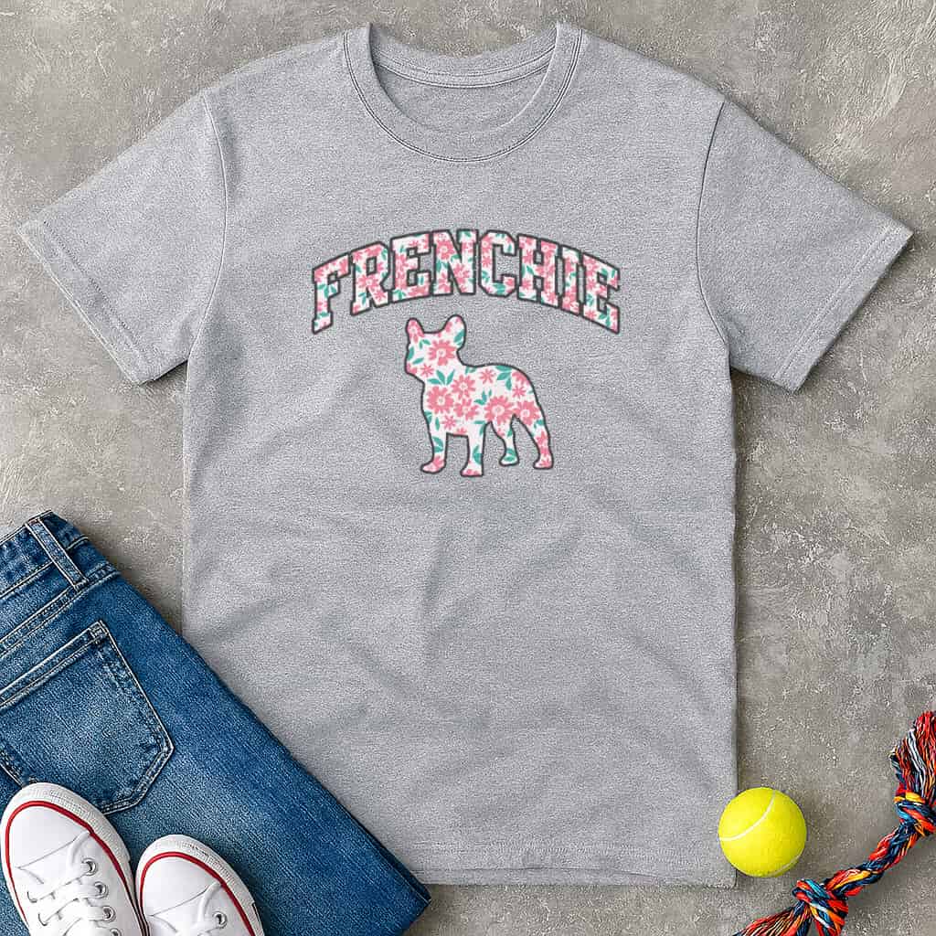 Light floral frenchie T-Shirt - T-Shirt - Heartfur