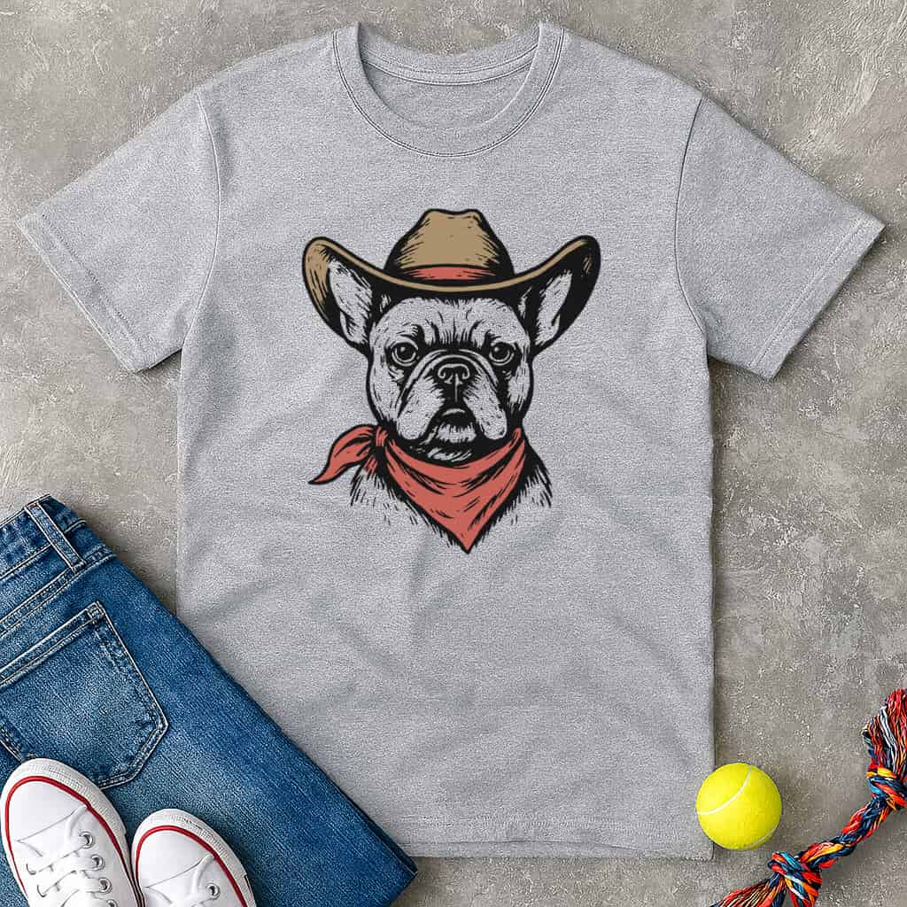 Retro Cowboy Frenchie T-Shirt - T-Shirt - Heartfur