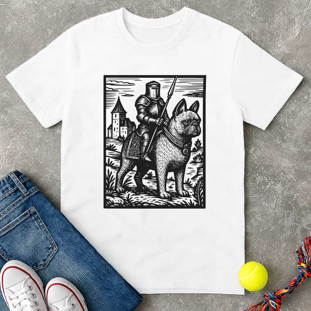 Knight frenchie Rider Vintage T-Shirt - T-Shirt - Heartfur
