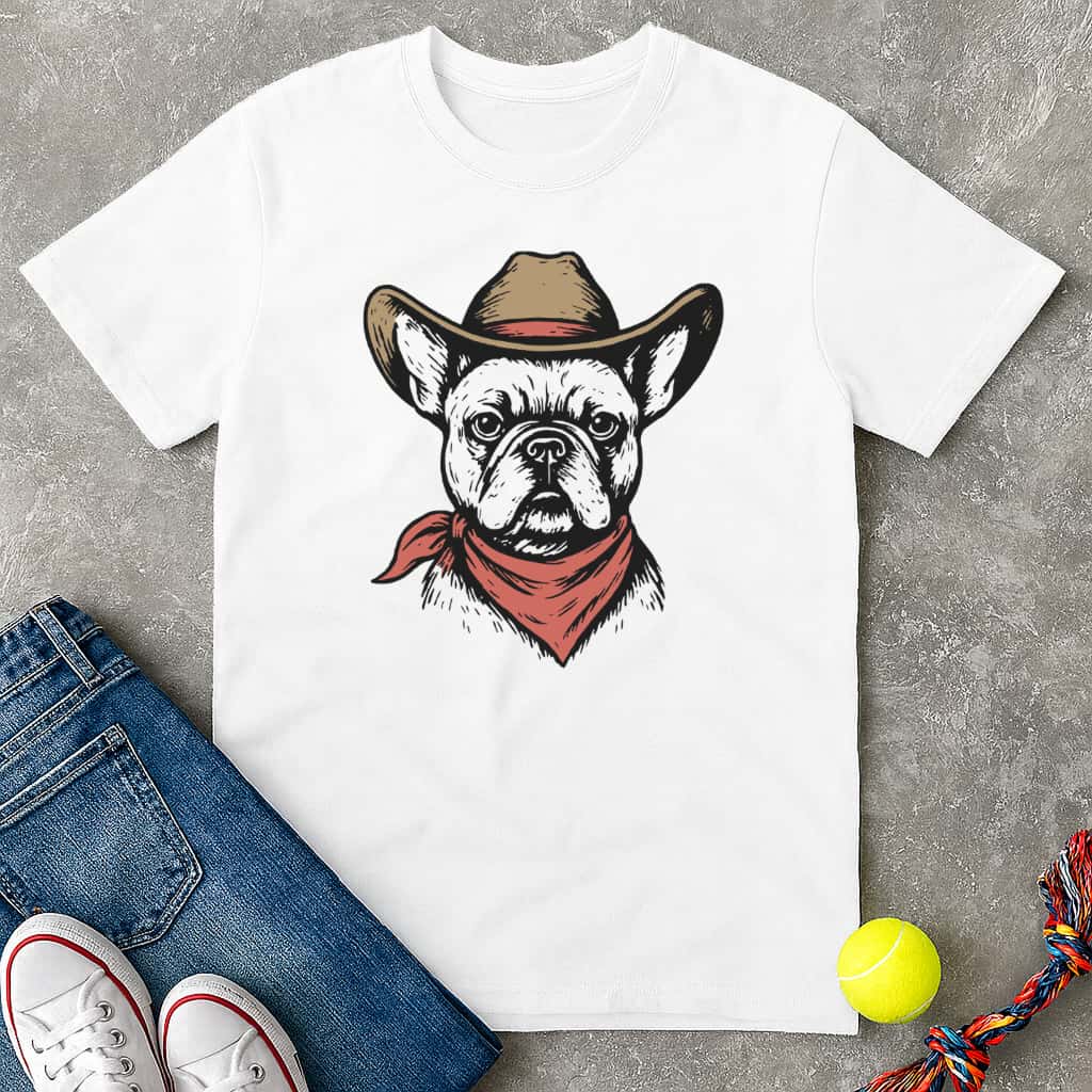 Retro Cowboy Frenchie T-Shirt - T-Shirt - Heartfur