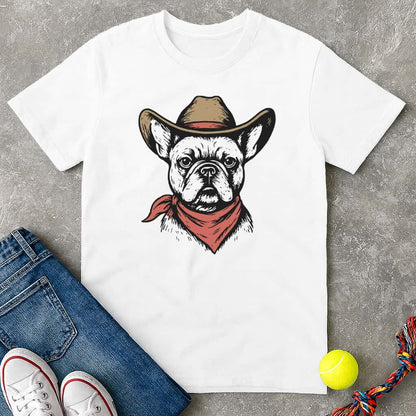 Retro Cowboy Frenchie T-Shirt - T-Shirt - Heartfur