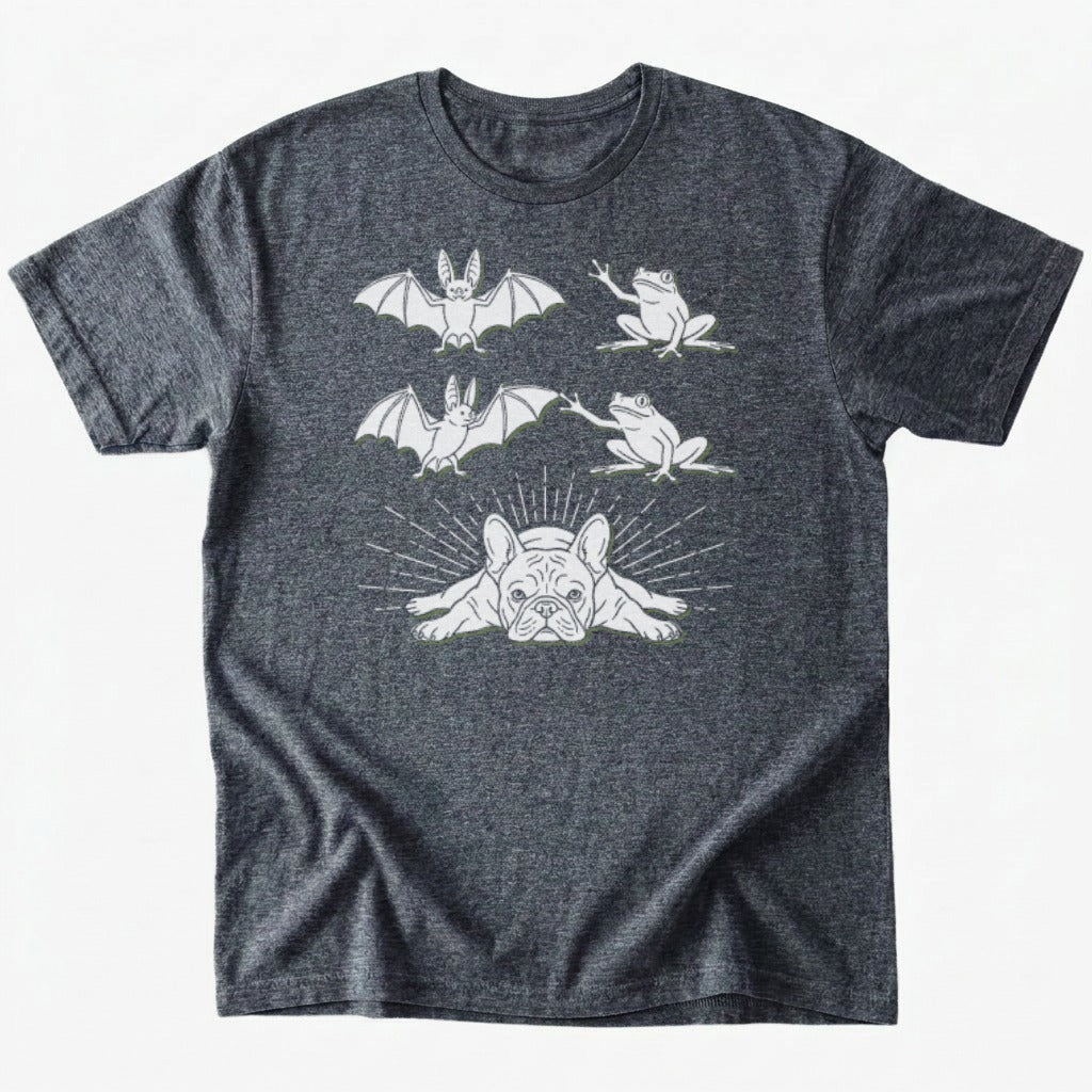 Bat + frog T-shirt - Dark Heather - Heartfur