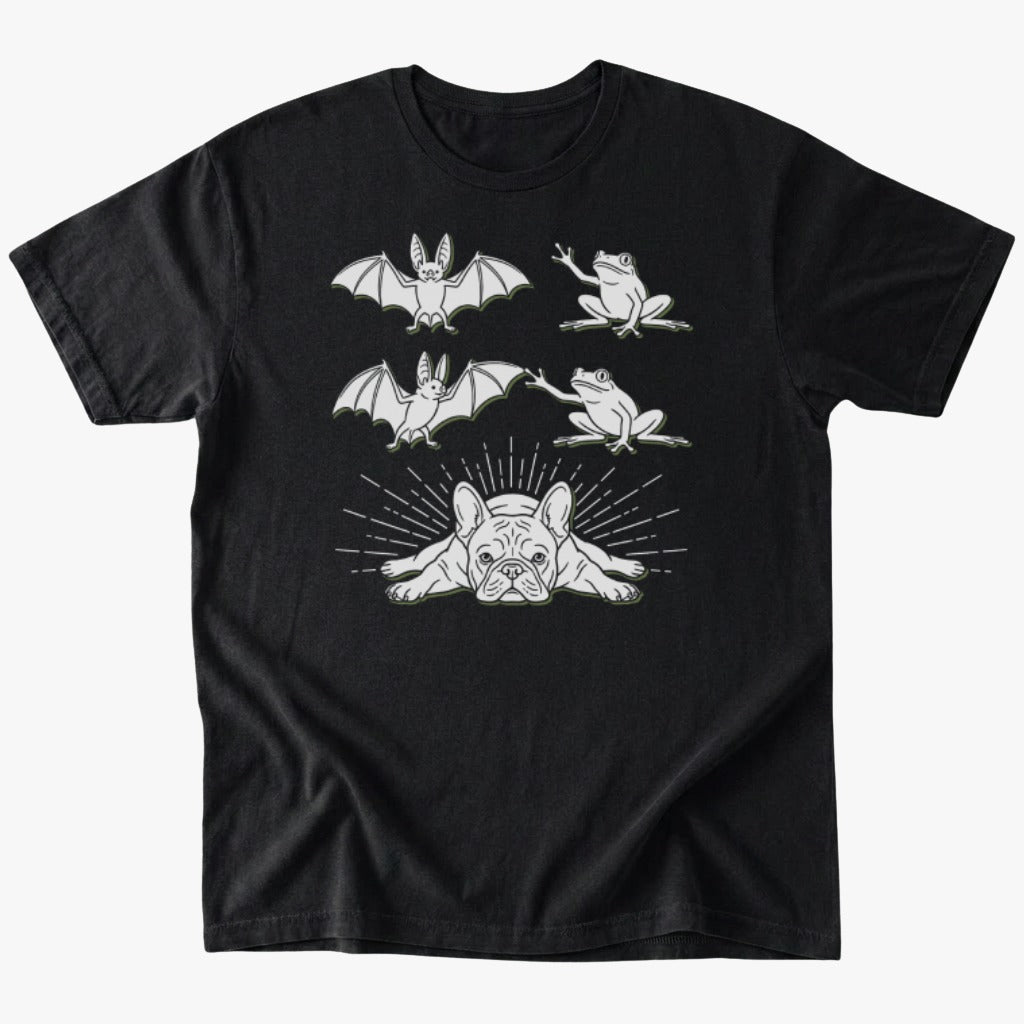 Bat + frog T-shirt - Black - Heartfur