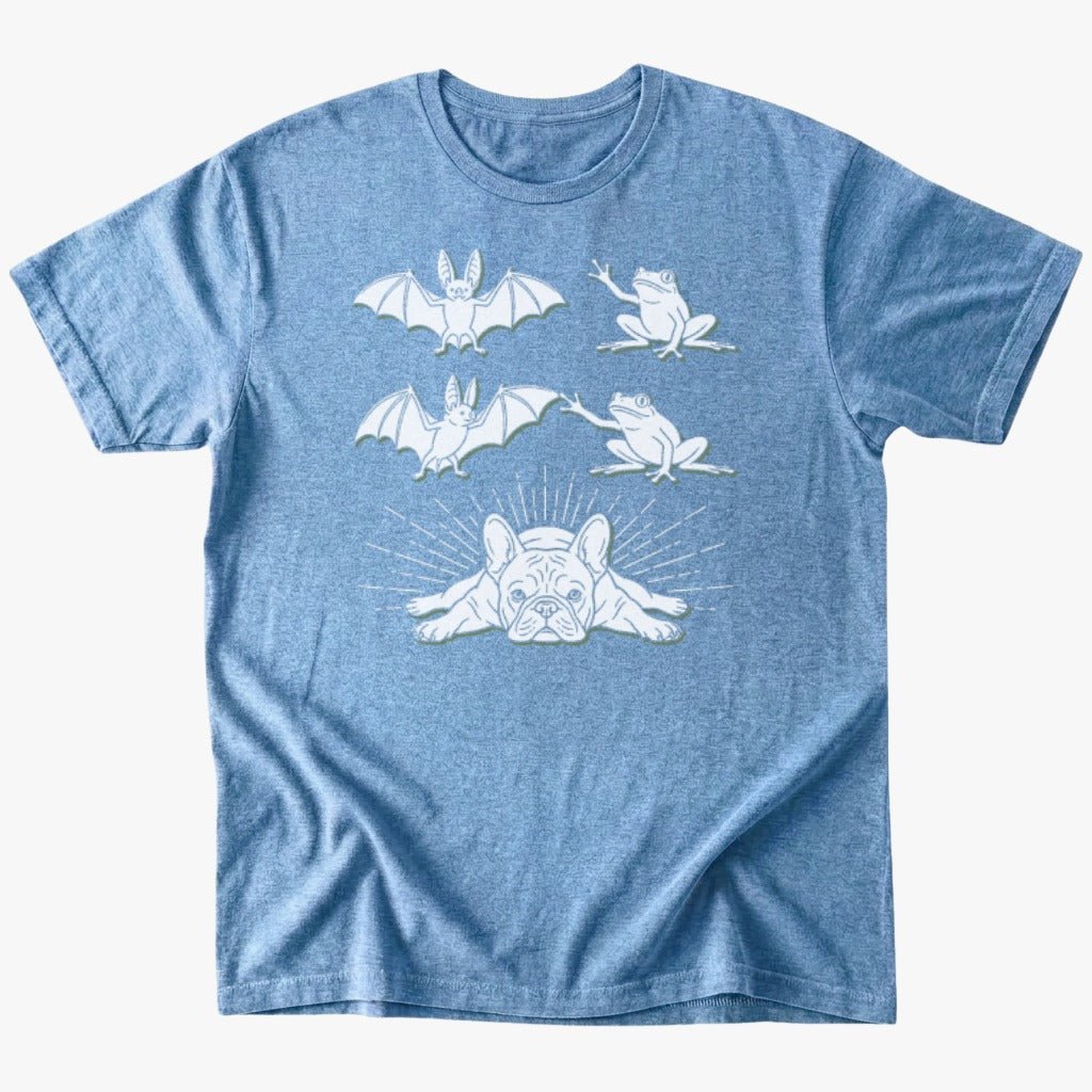 Bat + frog T-shirt - Heather Indigo - Heartfur