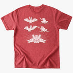 Bat + frog T-shirt - Heather Red - Heartfur