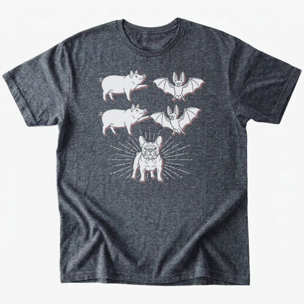 Bat Pig T-Shirt - Dark Heather - Heartfur