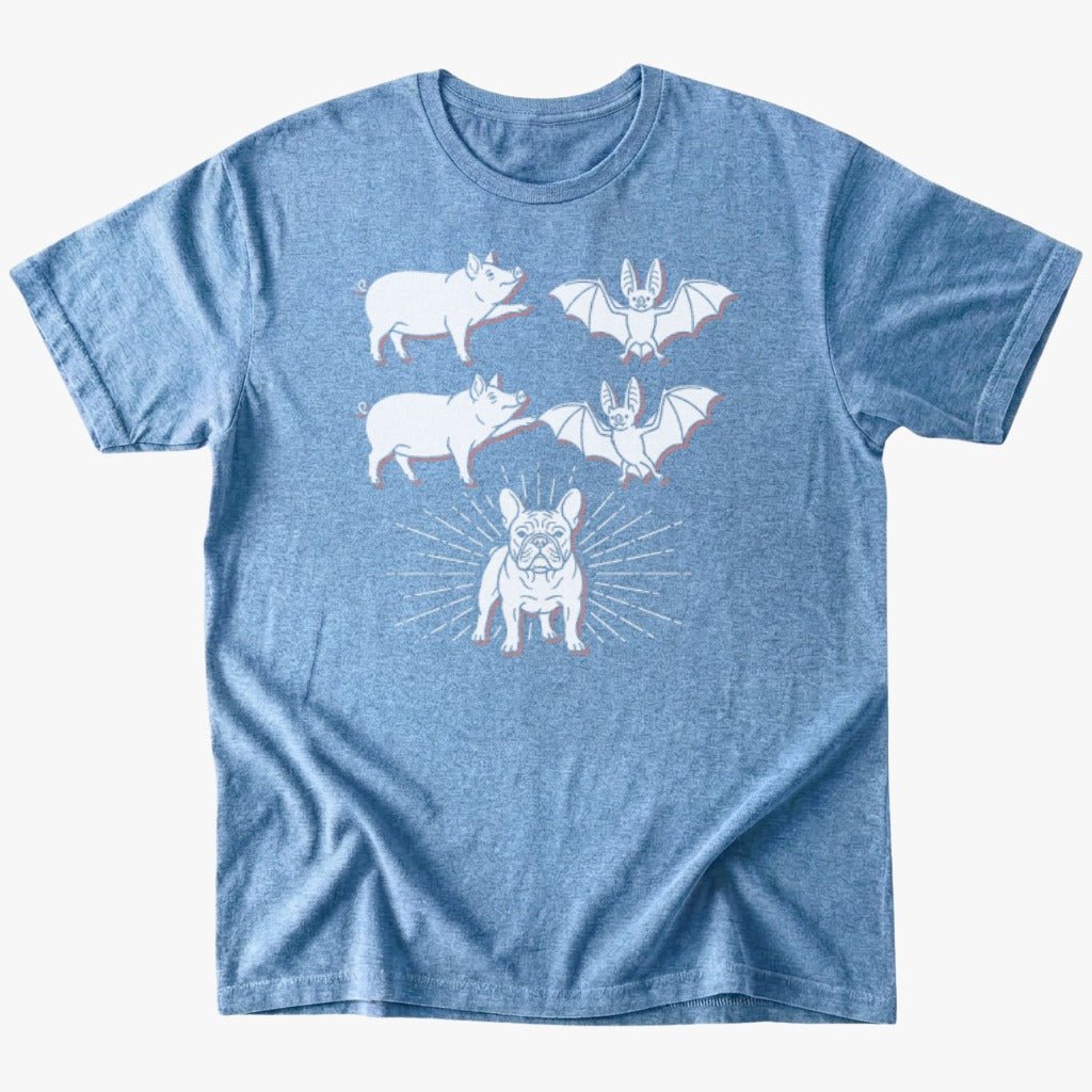 Bat Pig T-Shirt - Heather Indigo - Heartfur
