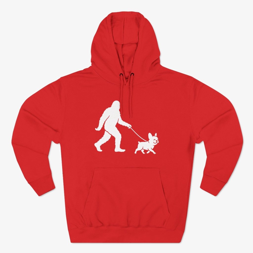 Bigfoot Walking frenchie Hoodie - Red - Heartfur