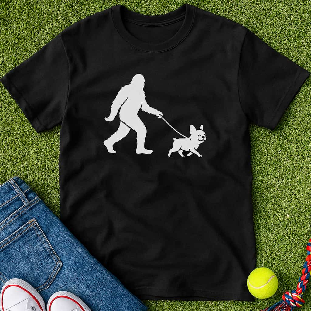 Bigfoot Walking frenchie T-Shirt Black / S Heartfur