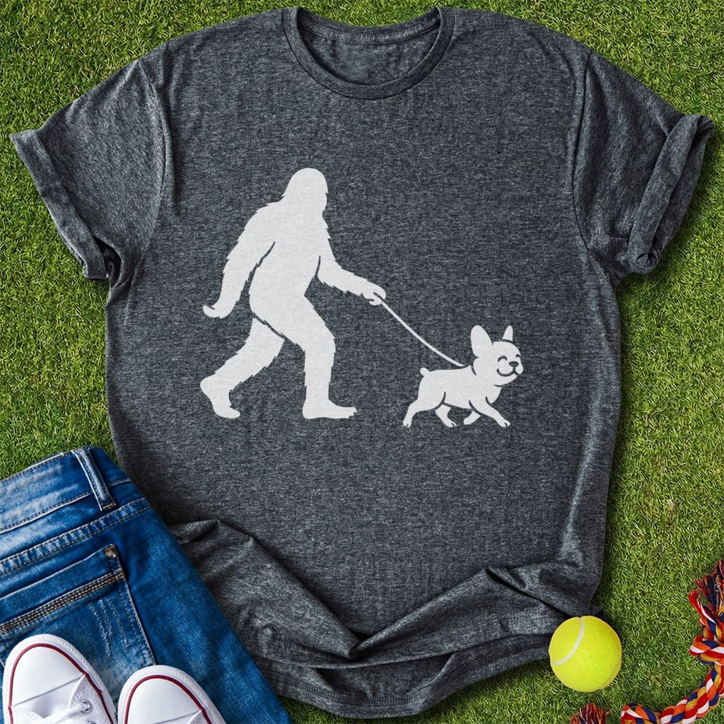 Bigfoot Walking frenchie T-Shirt