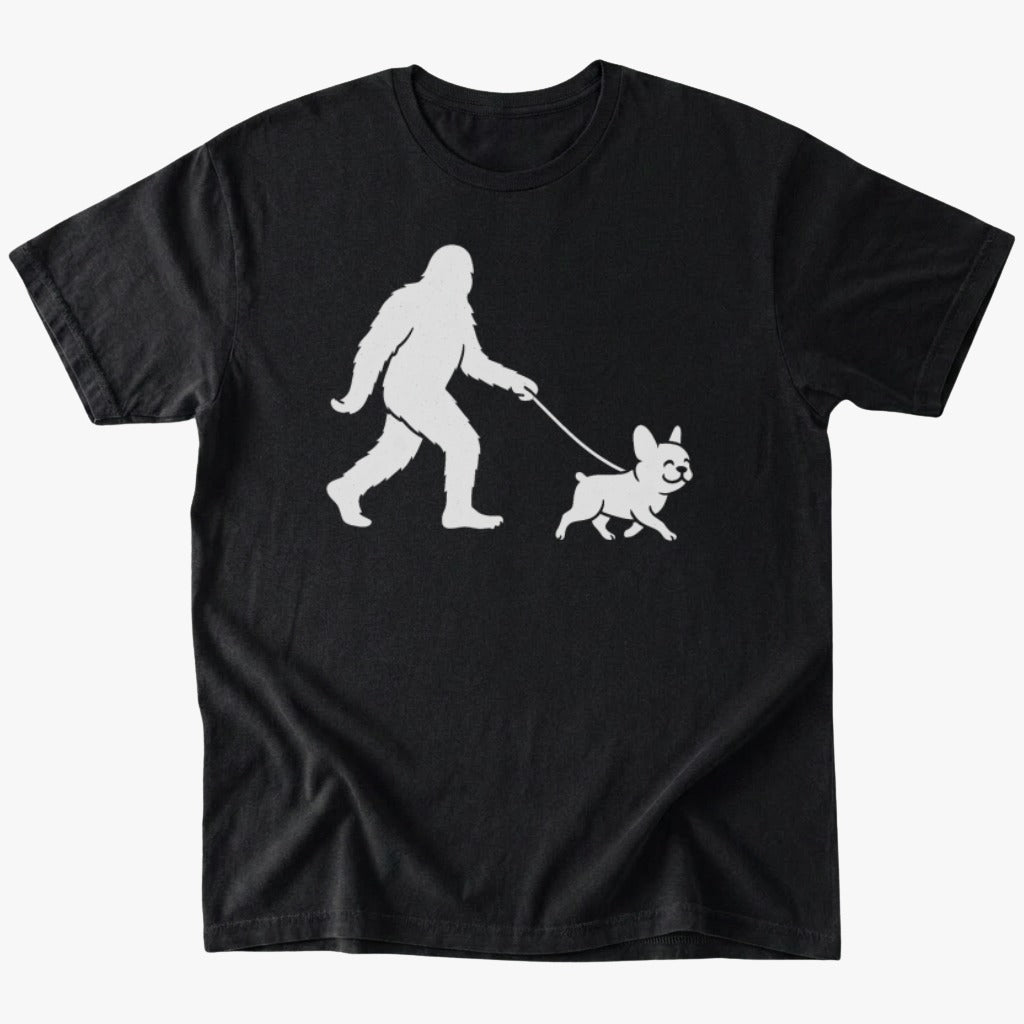 Bigfoot Walking frenchie T-Shirt - Black - Heartfur