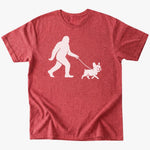 Bigfoot Walking frenchie T-Shirt - Heather Red - Heartfur