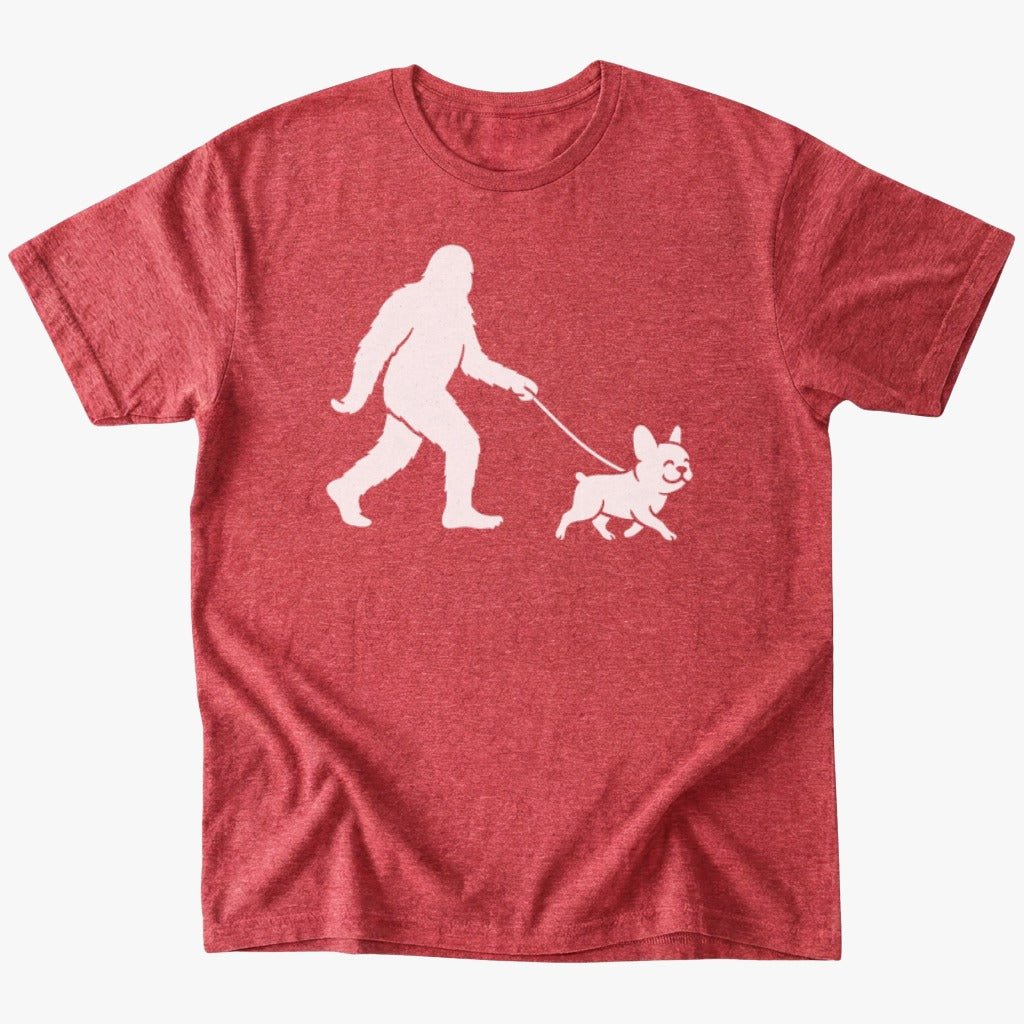 Bigfoot Walking frenchie T-Shirt - Heather Red - Heartfur
