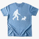 Bigfoot Walking frenchie T-Shirt - Heather Indigo - Heartfur