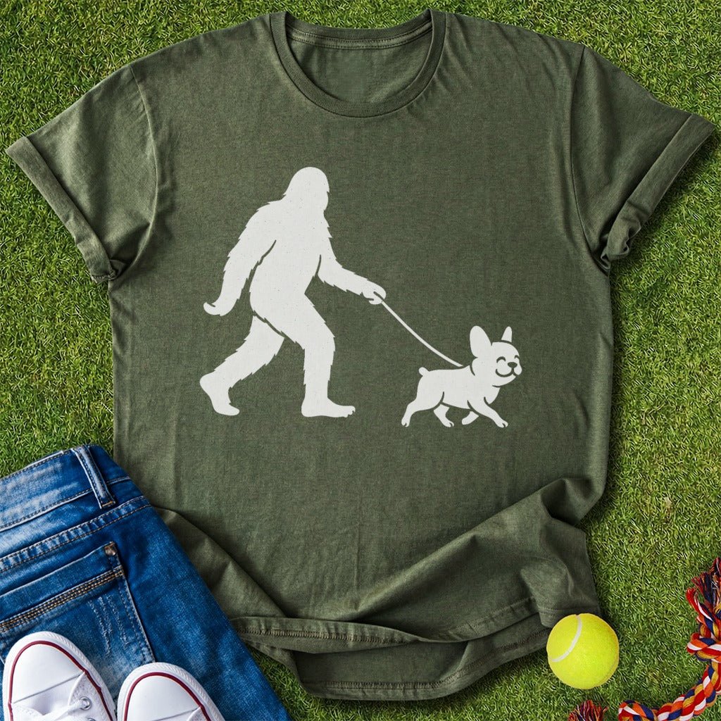 Bigfoot Walking frenchie T-Shirt