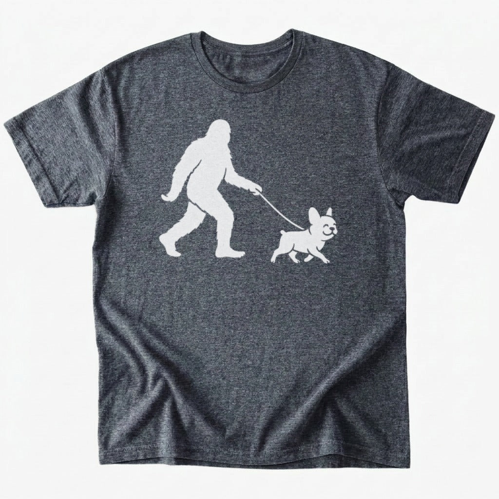 Bigfoot Walking frenchie T-Shirt - Dark Heather - Heartfur
