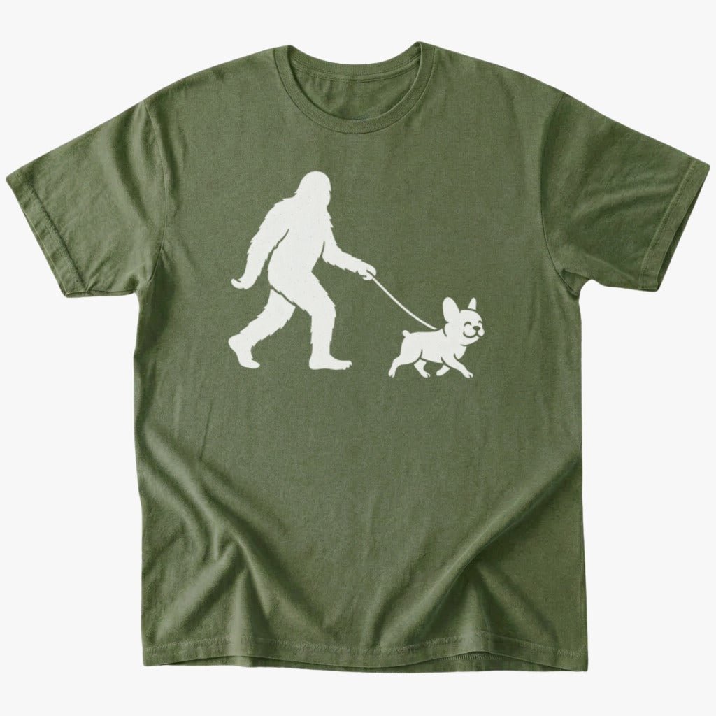 Bigfoot Walking frenchie T-Shirt - Military Green - Heartfur