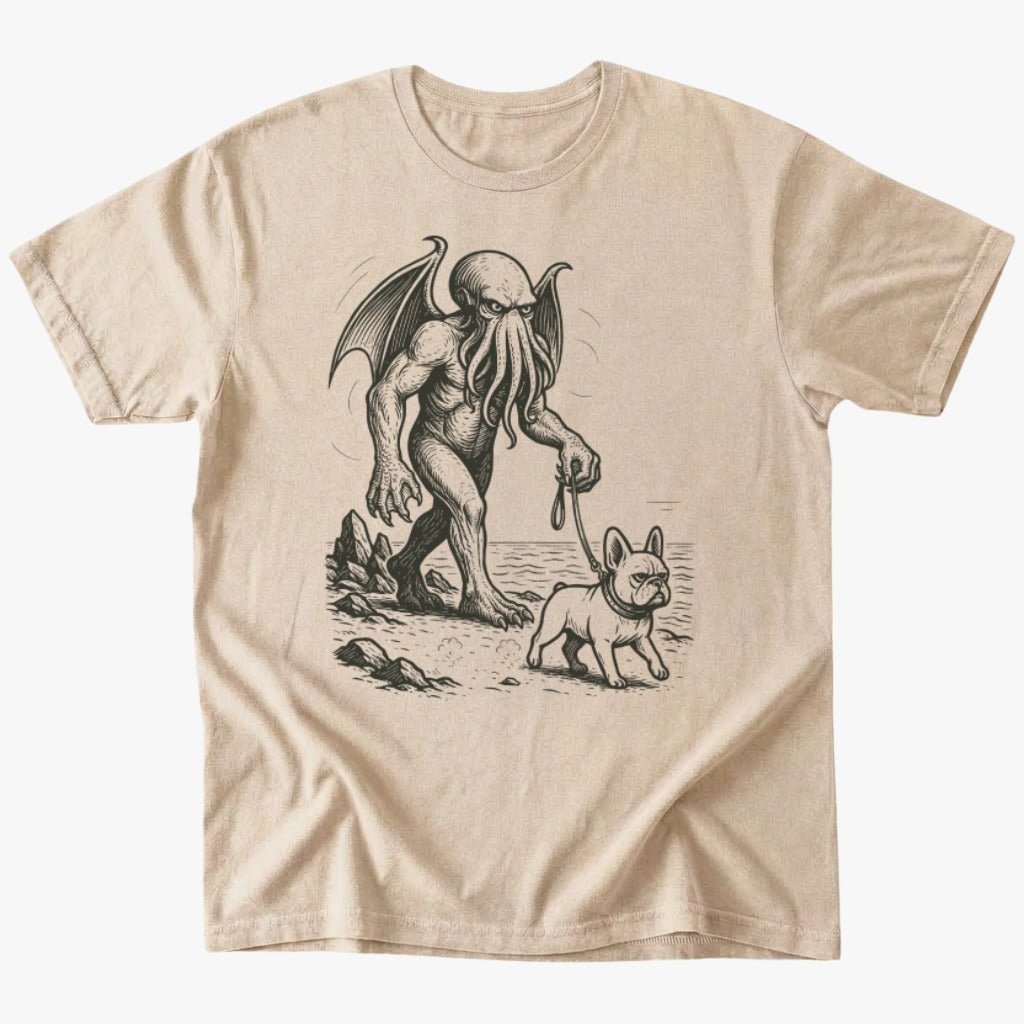 Cthulhu walking frenchie T-Shirt - Sand - Heartfur