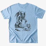 Cthulhu walking frenchie T-Shirt - Light Blue - Heartfur