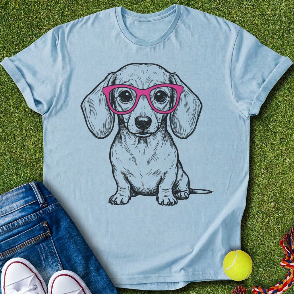 Cute Doxie with glasses T-Shirt - T-Shirt - Heartfur