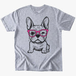 Cute Frenchie with glasses T-Shirt - Sport Grey - Heartfur
