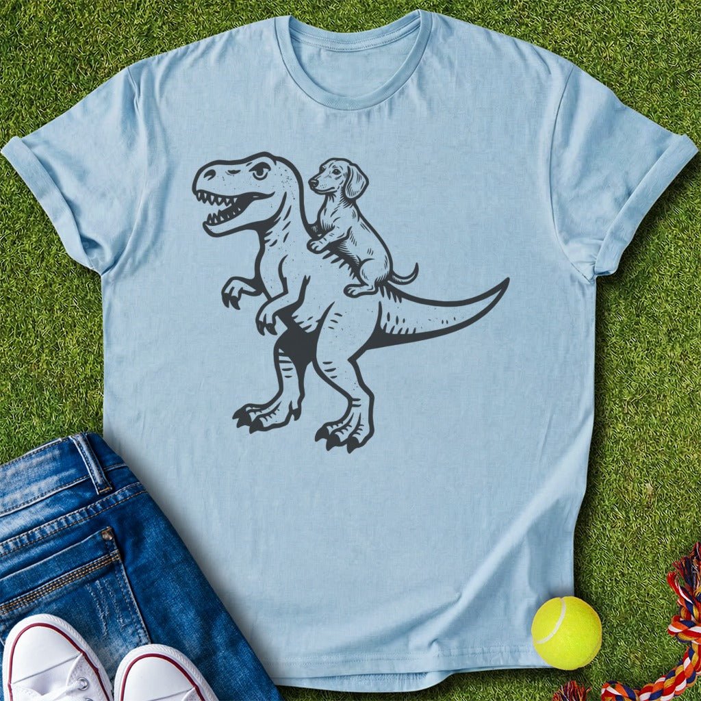 Doxie riding dino T-Shirt - T-Shirt - Heartfur