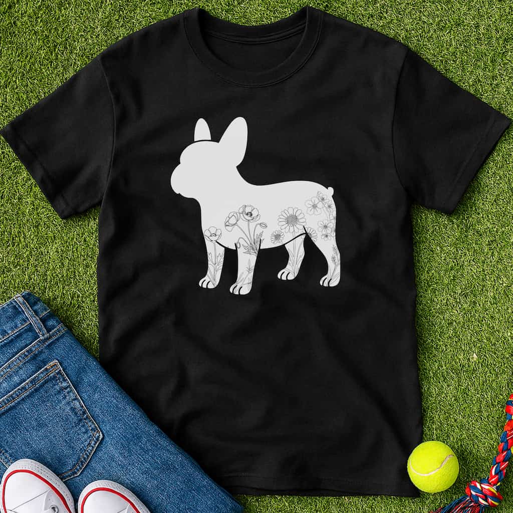 Floral pattern frenchie T-Shirt Black / S Heartfur