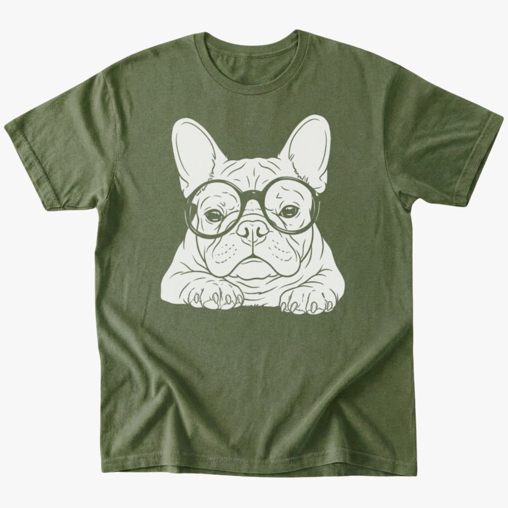 Frenchie Cuteness T-Shirt - Military Green - Heartfur