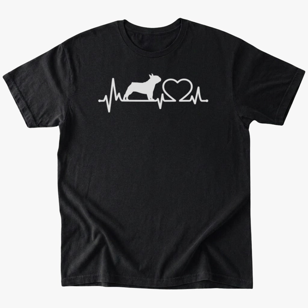 Frenchie Heartbeat T-Shirt - Black - Heartfur