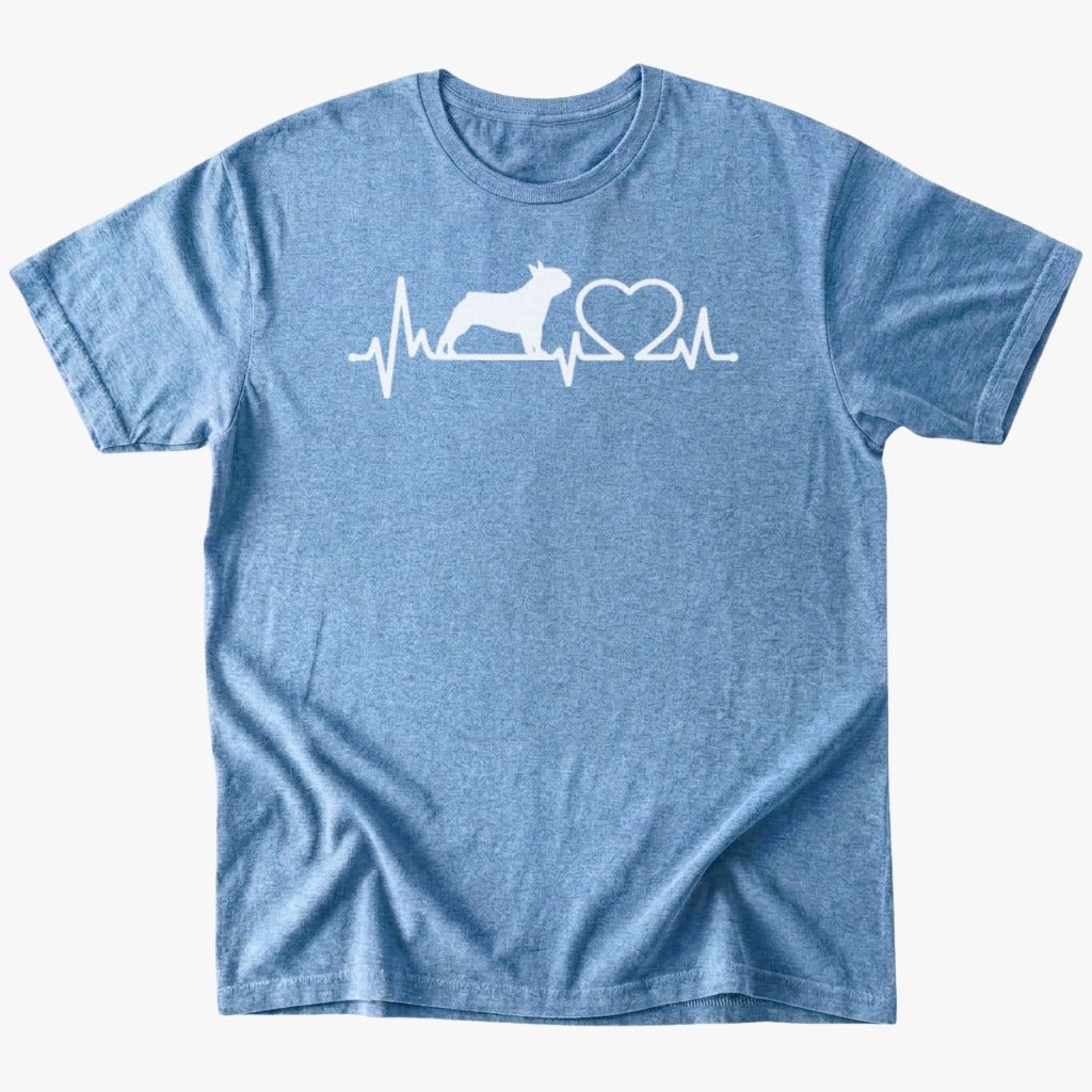 Frenchie Heartbeat T-Shirt - Heather Indigo - Heartfur