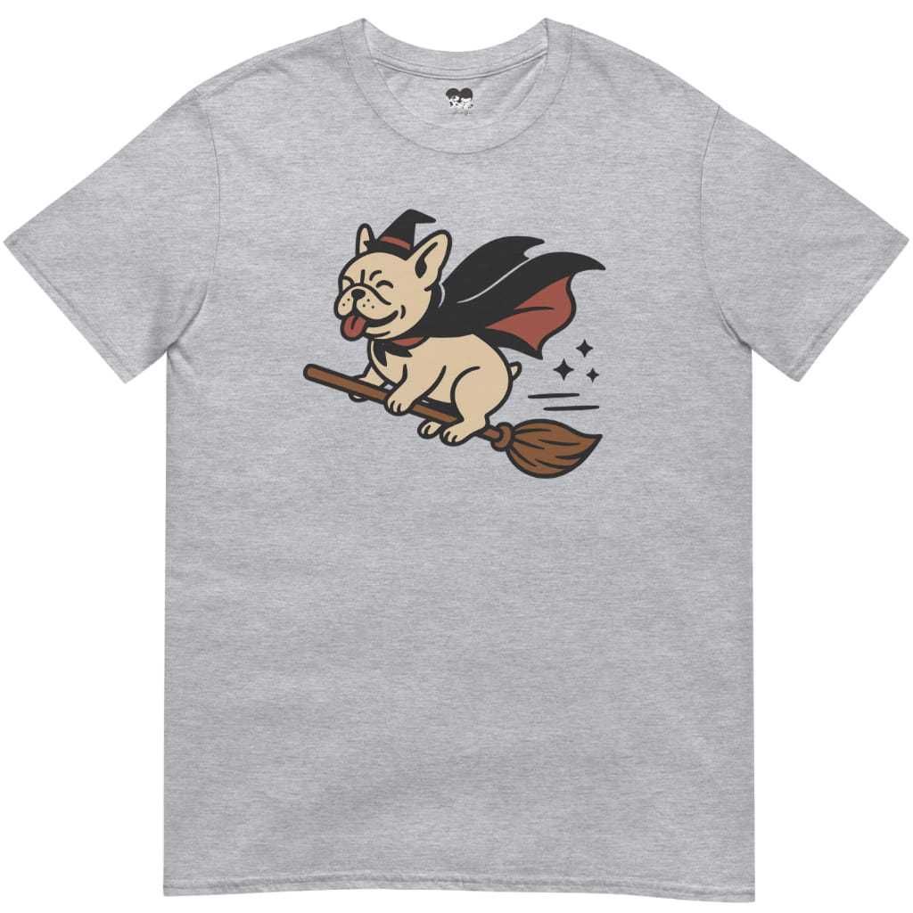 Frenchie riding broom T-Shirt - T-Shirt - Heartfur