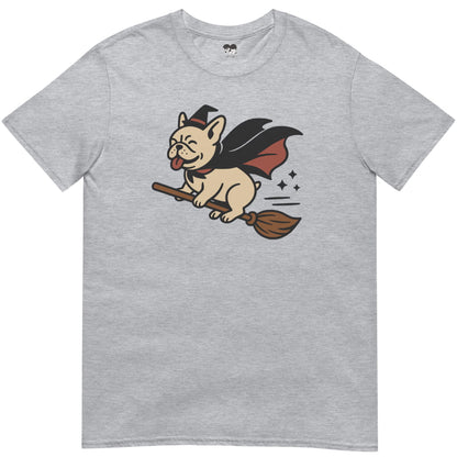 Frenchie riding broom T-Shirt - T-Shirt - Heartfur