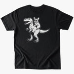 Frenchie riding dino T-Shirt - Black - Heartfur