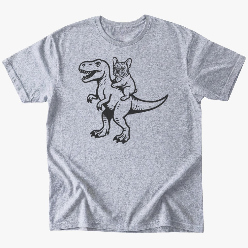Frenchie riding dino T-Shirt - Sport Grey - Heartfur