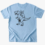 Frenchie riding dino T-Shirt - Light Blue - Heartfur