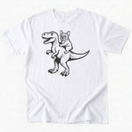 Frenchie riding dino T-Shirt - White - Heartfur